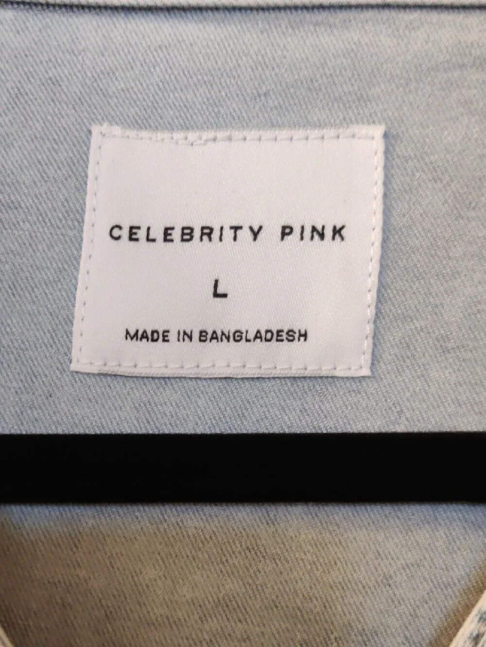 NEW Celebrity Pink Light Blue Denim Button-Front Dress Stretch Size L